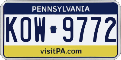 PA license plate KOW9772