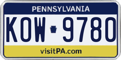 PA license plate KOW9780