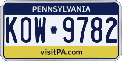 PA license plate KOW9782
