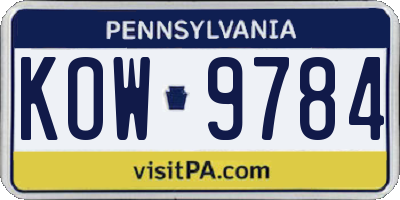 PA license plate KOW9784