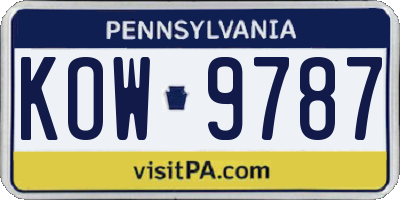 PA license plate KOW9787