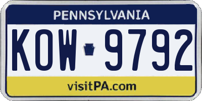 PA license plate KOW9792