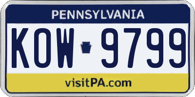 PA license plate KOW9799