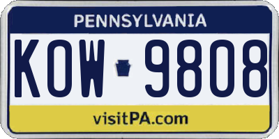 PA license plate KOW9808