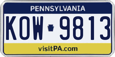 PA license plate KOW9813