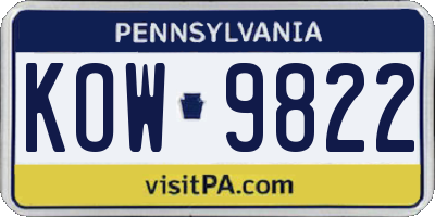 PA license plate KOW9822
