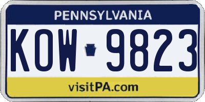 PA license plate KOW9823