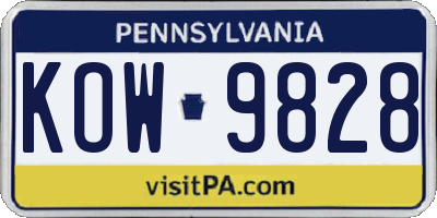 PA license plate KOW9828