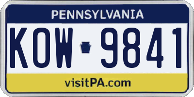 PA license plate KOW9841