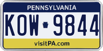 PA license plate KOW9844