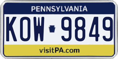 PA license plate KOW9849