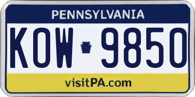 PA license plate KOW9850