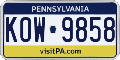PA license plate KOW9858