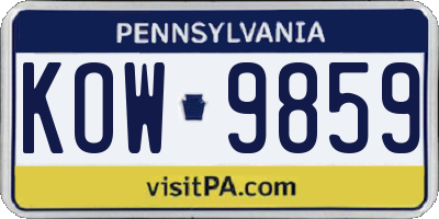 PA license plate KOW9859