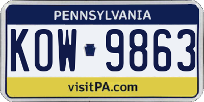 PA license plate KOW9863