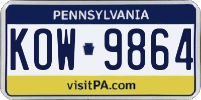 PA license plate KOW9864