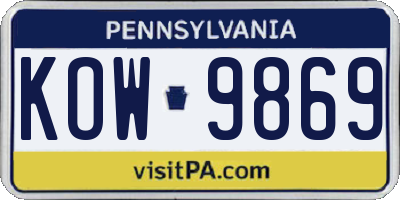 PA license plate KOW9869