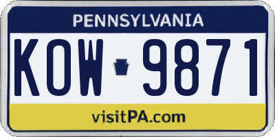 PA license plate KOW9871