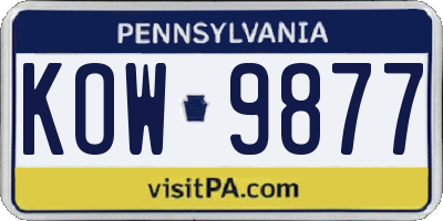 PA license plate KOW9877