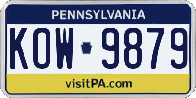 PA license plate KOW9879