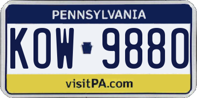 PA license plate KOW9880