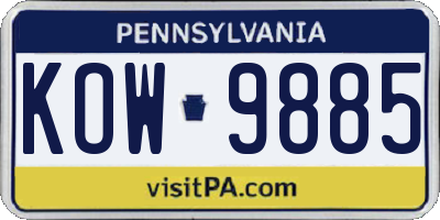 PA license plate KOW9885