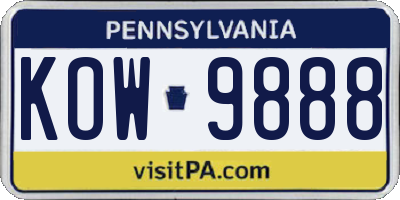 PA license plate KOW9888