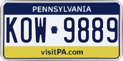 PA license plate KOW9889