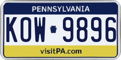 PA license plate KOW9896