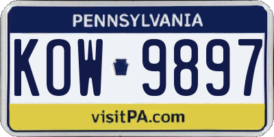PA license plate KOW9897