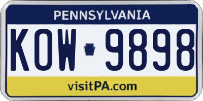 PA license plate KOW9898