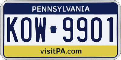 PA license plate KOW9901