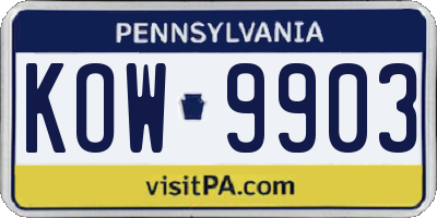 PA license plate KOW9903