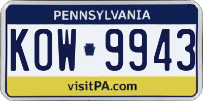 PA license plate KOW9943