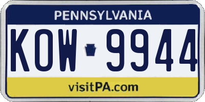PA license plate KOW9944