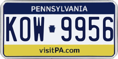PA license plate KOW9956