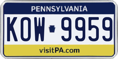 PA license plate KOW9959