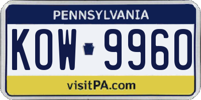 PA license plate KOW9960