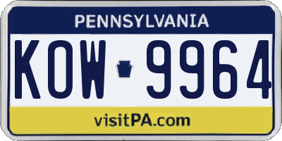 PA license plate KOW9964
