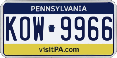 PA license plate KOW9966