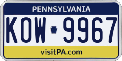 PA license plate KOW9967