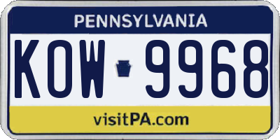 PA license plate KOW9968