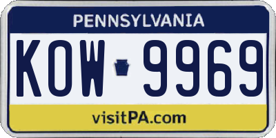 PA license plate KOW9969