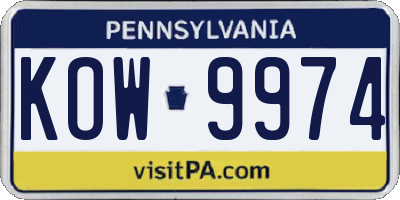 PA license plate KOW9974