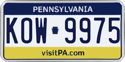 PA license plate KOW9975