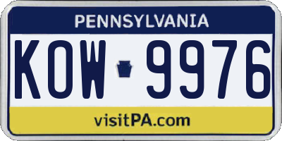 PA license plate KOW9976