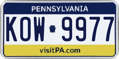 PA license plate KOW9977