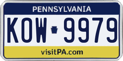 PA license plate KOW9979