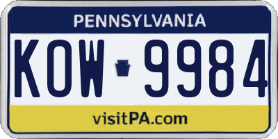 PA license plate KOW9984