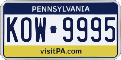 PA license plate KOW9995